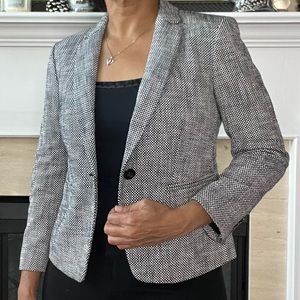 Ann Taylor The Petite Newbury Monochrome Tweed Blazer, 4 / 6